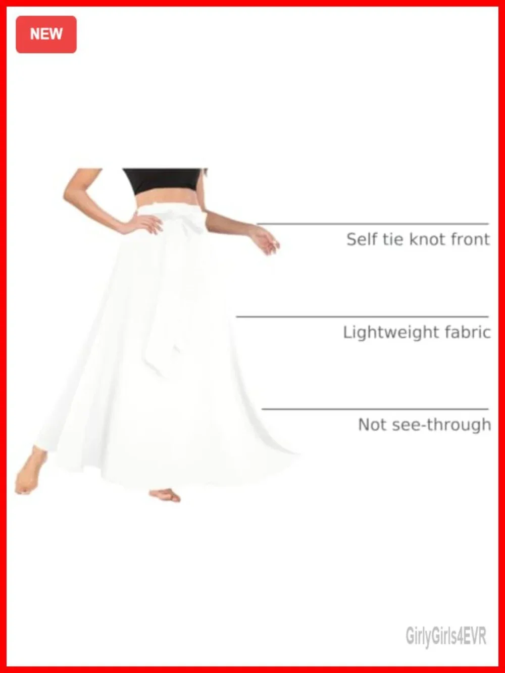 Women's High Waist A-Line Flowy Maxi Skirt Tie Front with Pockets